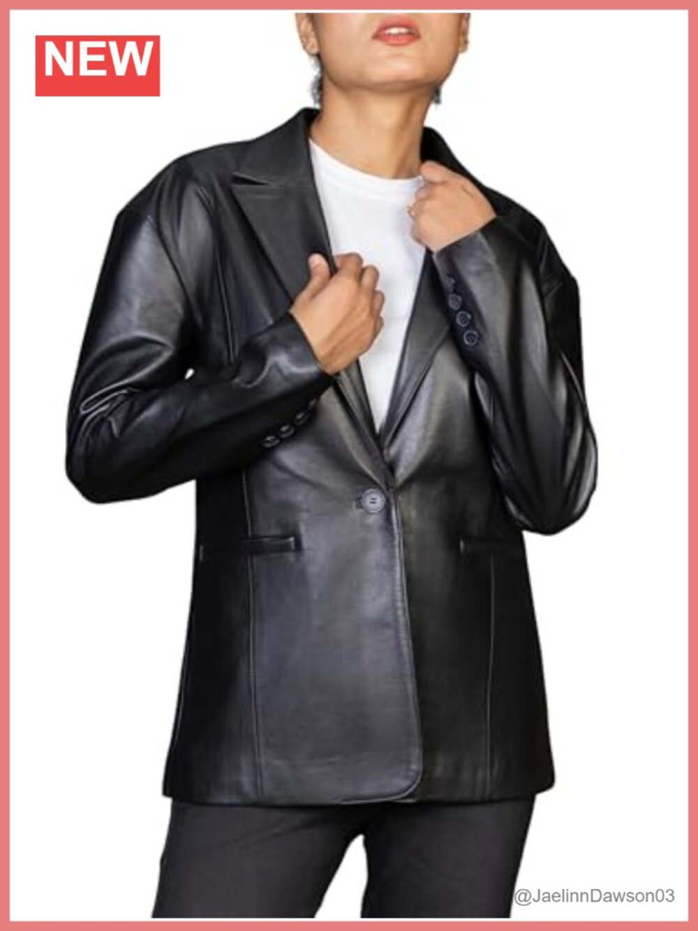 Oversized Lambskin Leather Blazer Women Business Casual Coat